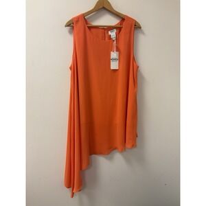 Monroe and Main Orange Summer Wedding Church Party Taj Asymmetrical Tunic Sz 1X